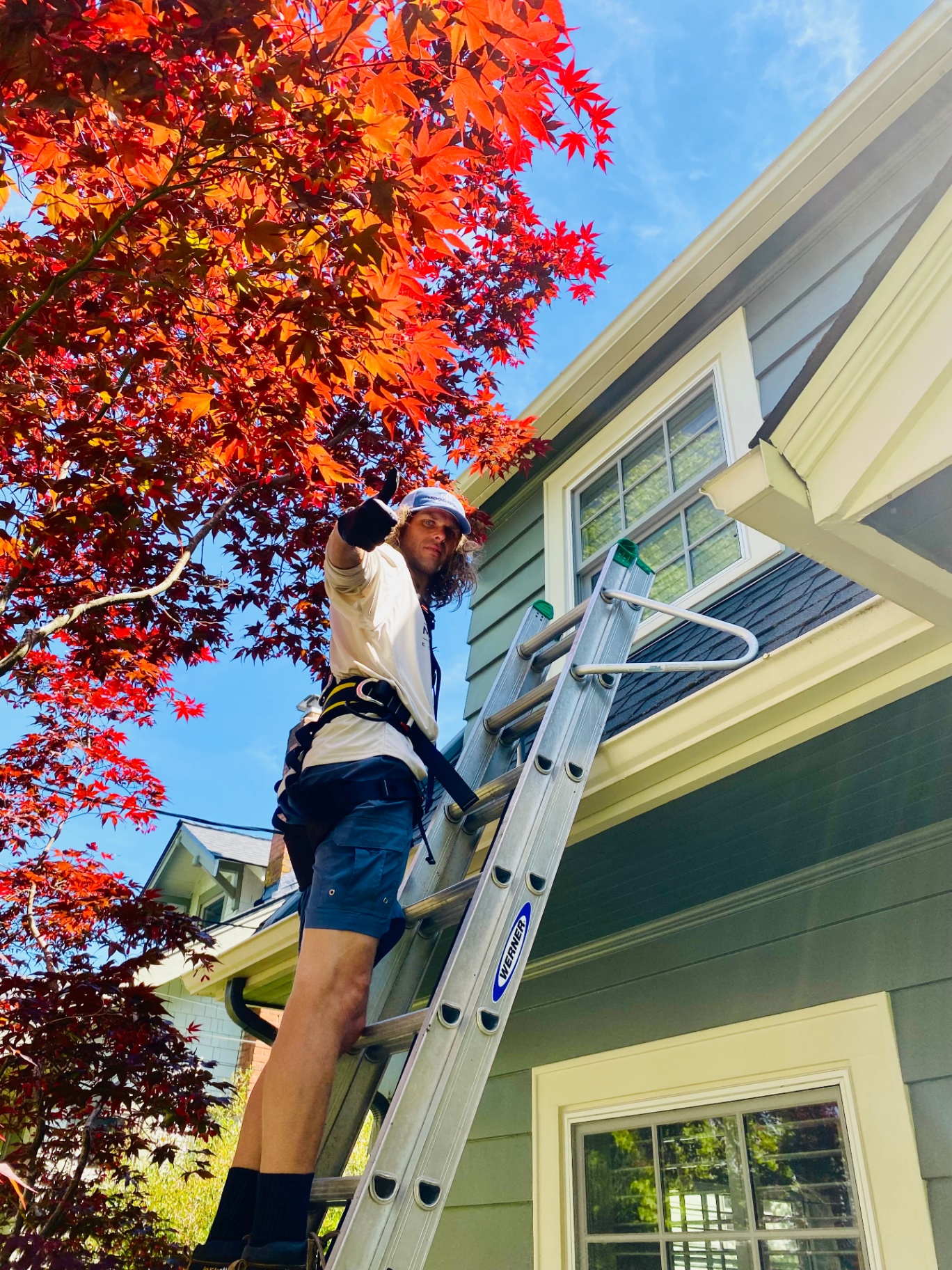 Moss Boss technician cleaning gutters